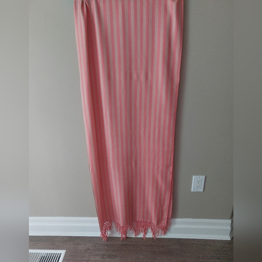 Saks fifth Avenue silk extra long striped wrap shawl. Light pink+mid col…